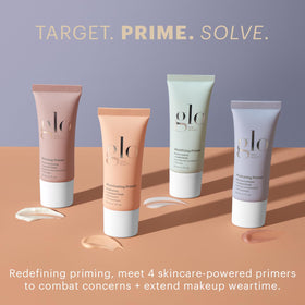 Glo Skin Beauty primer spread on hand showing instant smoothing effect before makeup