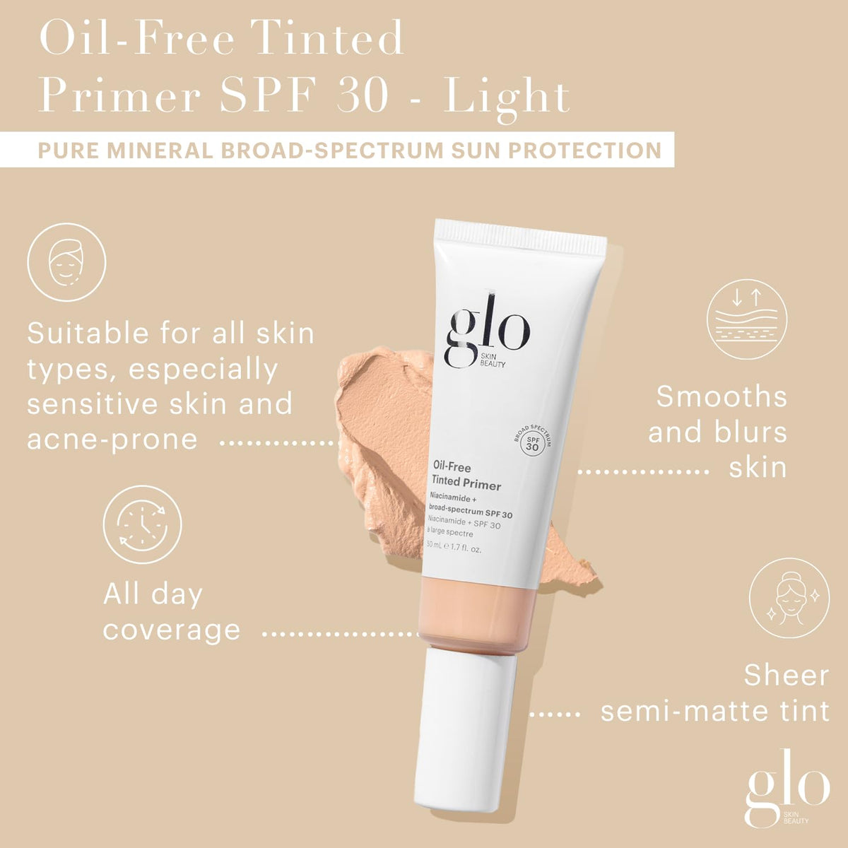 Glo Skin Beauty texture close-up highlighting silky, oil-free finish and blendability
