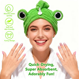 Globalnice frog turban next to hand for scale demonstrating roomy fit