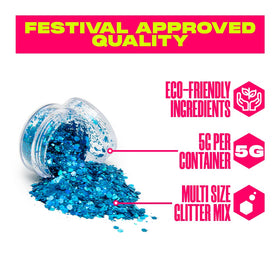 GloFX glitter used as hair highlights demonstrating secure hold and colorful effect
