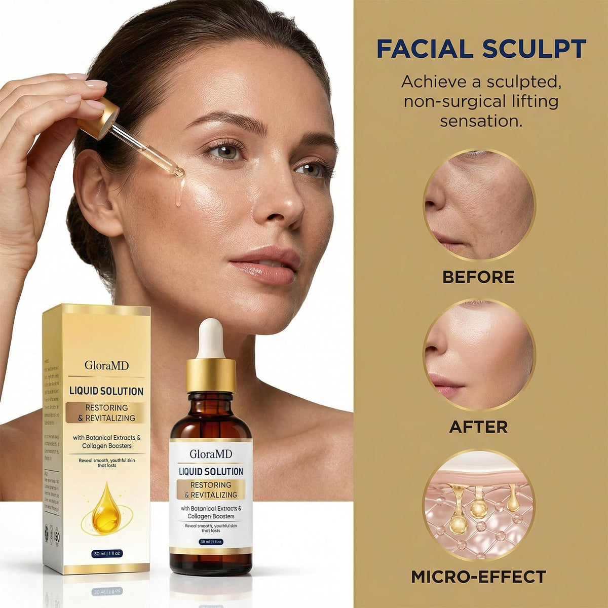GLORAMD close-up label focusing on ingredients and clear product information