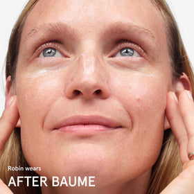 Glossier After Baume applied at night on bedside table illustrating overnight recovery