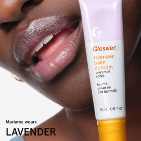 Glossier balm dotcom ingredient detail highlighting lanolin beeswax castor oil nourishing benefit
