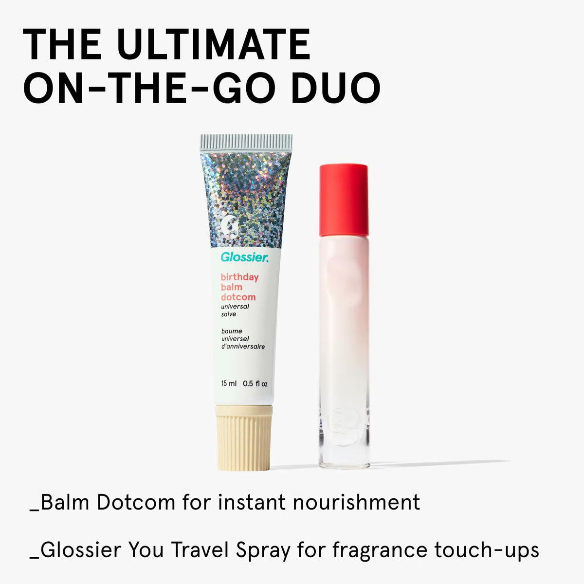 Glossier Balm Dotcom label ingredients closeup listing lanolin, beeswax, and castor oil benefits