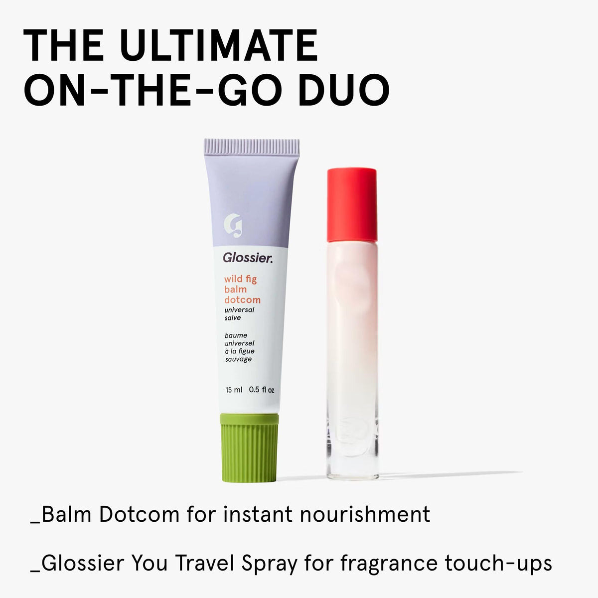 Glossier Balm Dotcom in a casual outdoor scene showing portable everyday use