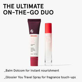 Glossier Balm Dotcom nightstand with tube suggesting overnight hydration routine