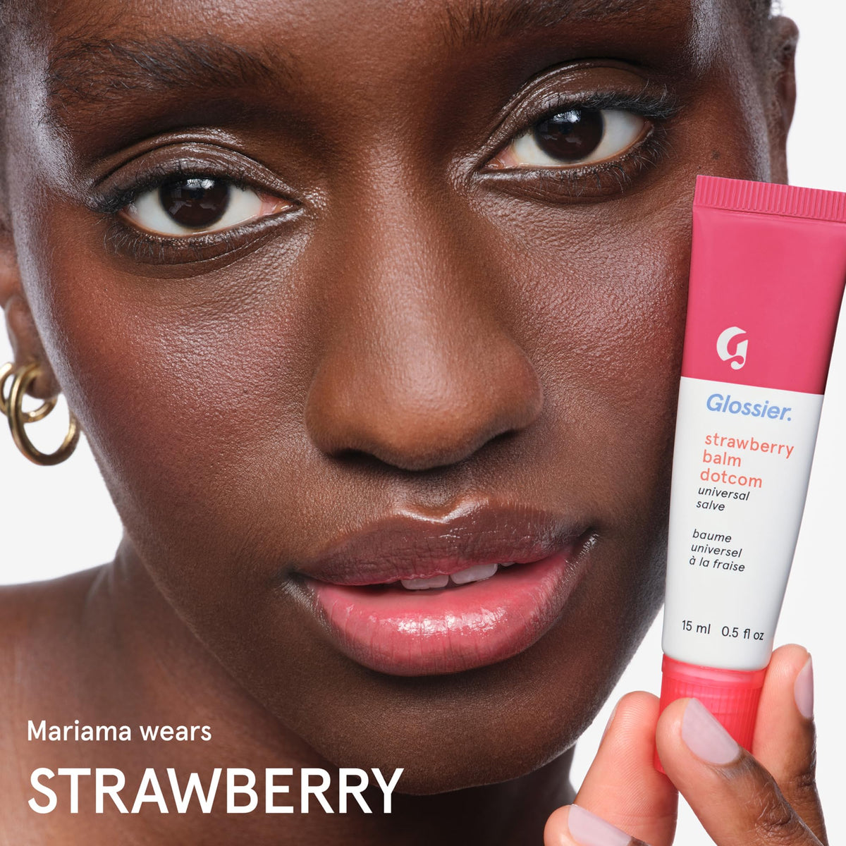 Glossier open cap 15ml tube revealing slick formula and easy application