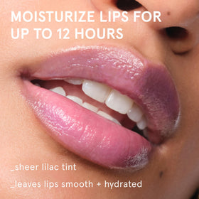 Glossier balm dotcom open cap close-up showing creamy texture and easy application benefit