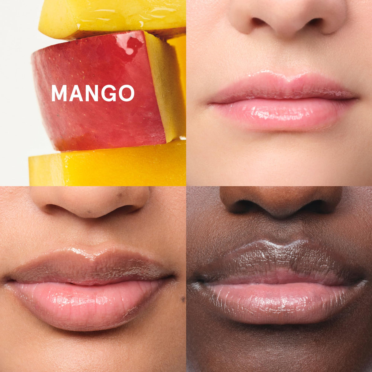 Glossier Balm Dotcom peach tint swatch showing buildable color and sheen