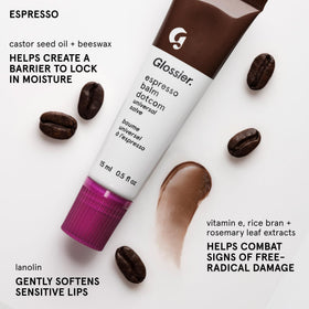 Glossier Balm Dotcom tube open with product visible demonstrating easy application