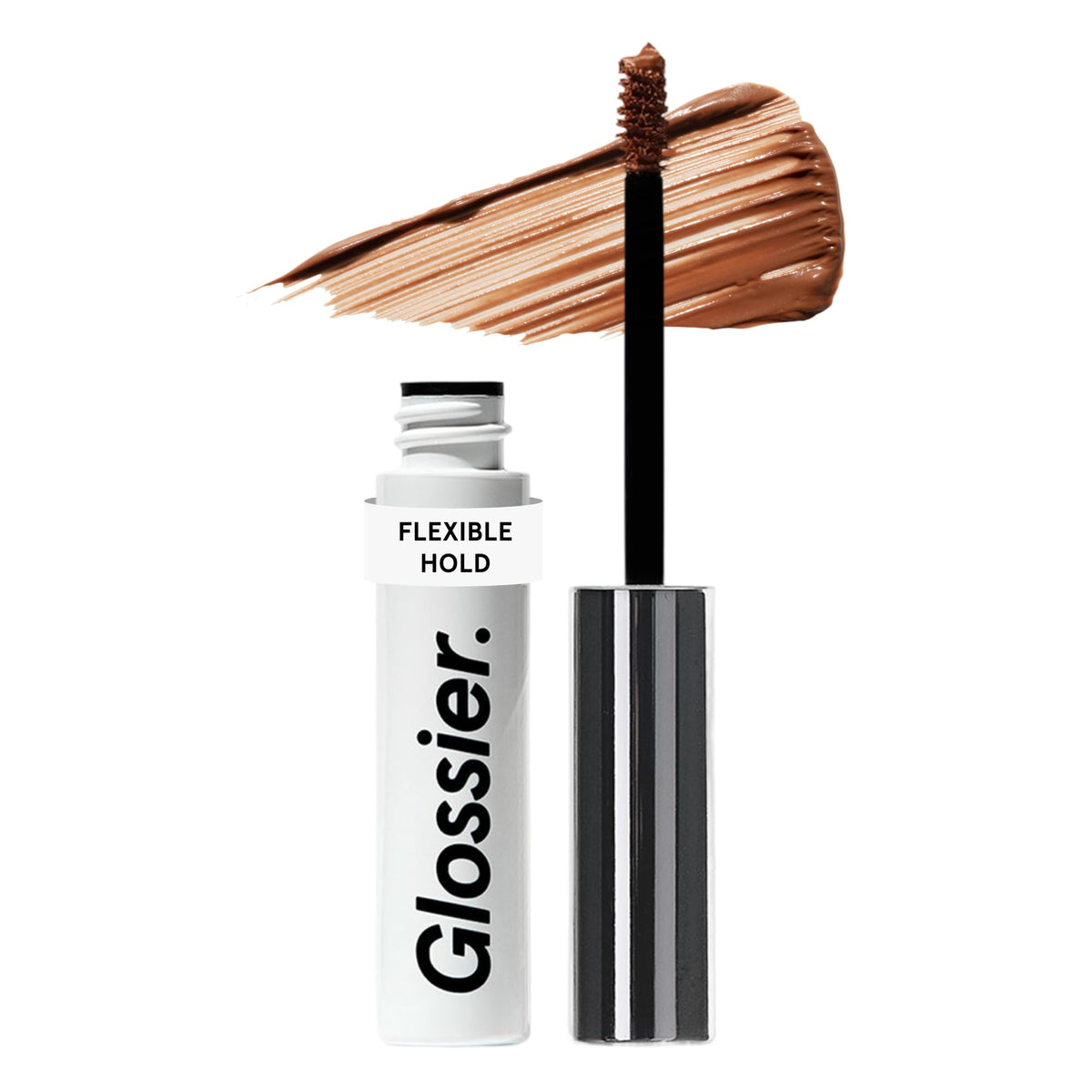 Glossier Boy Brow front packaging showing compact tube and label, clear product identification and appeal