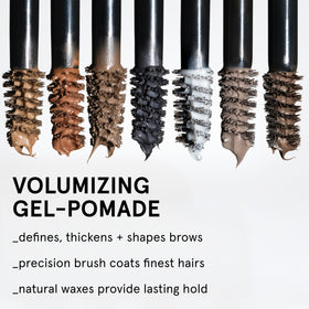 Glossier Boy Brow clear texture swatch highlights creamy, non-flaky finish