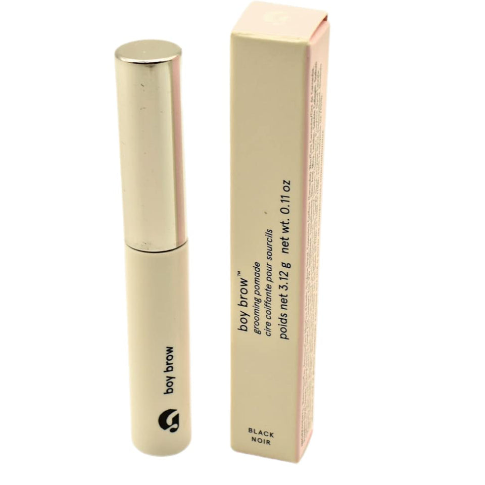 Glossier Boy Brow front packaging in Black shows product and brand appeal