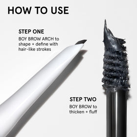 Glossier Boy Brow open cap revealing applicator and product consistency for quick use