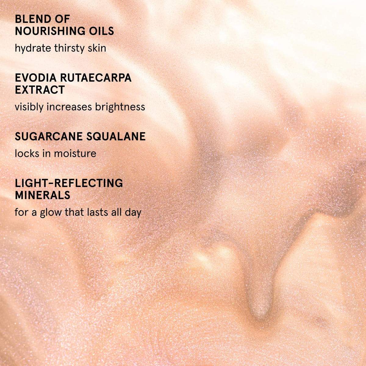 Hand swatch of Glossier Futuredew showing blendable glow benefit