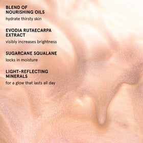 Hand swatch of Glossier Futuredew showing blendable glow benefit