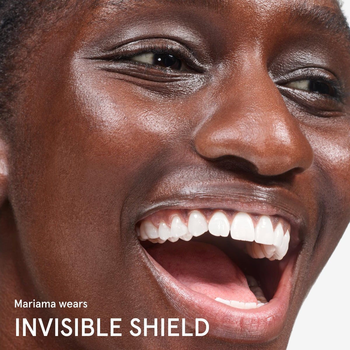 Glossier Invisible Shield ingredient label showing fragrance-free formulation
