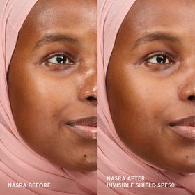 Glossier Invisible Shield pump dispensing gel illustrating easy, mess-free use
