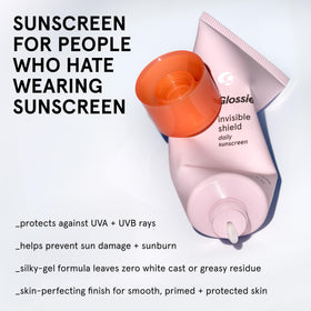 Glossier Invisible Shield clear gel texture close-up highlighting non-greasy feel