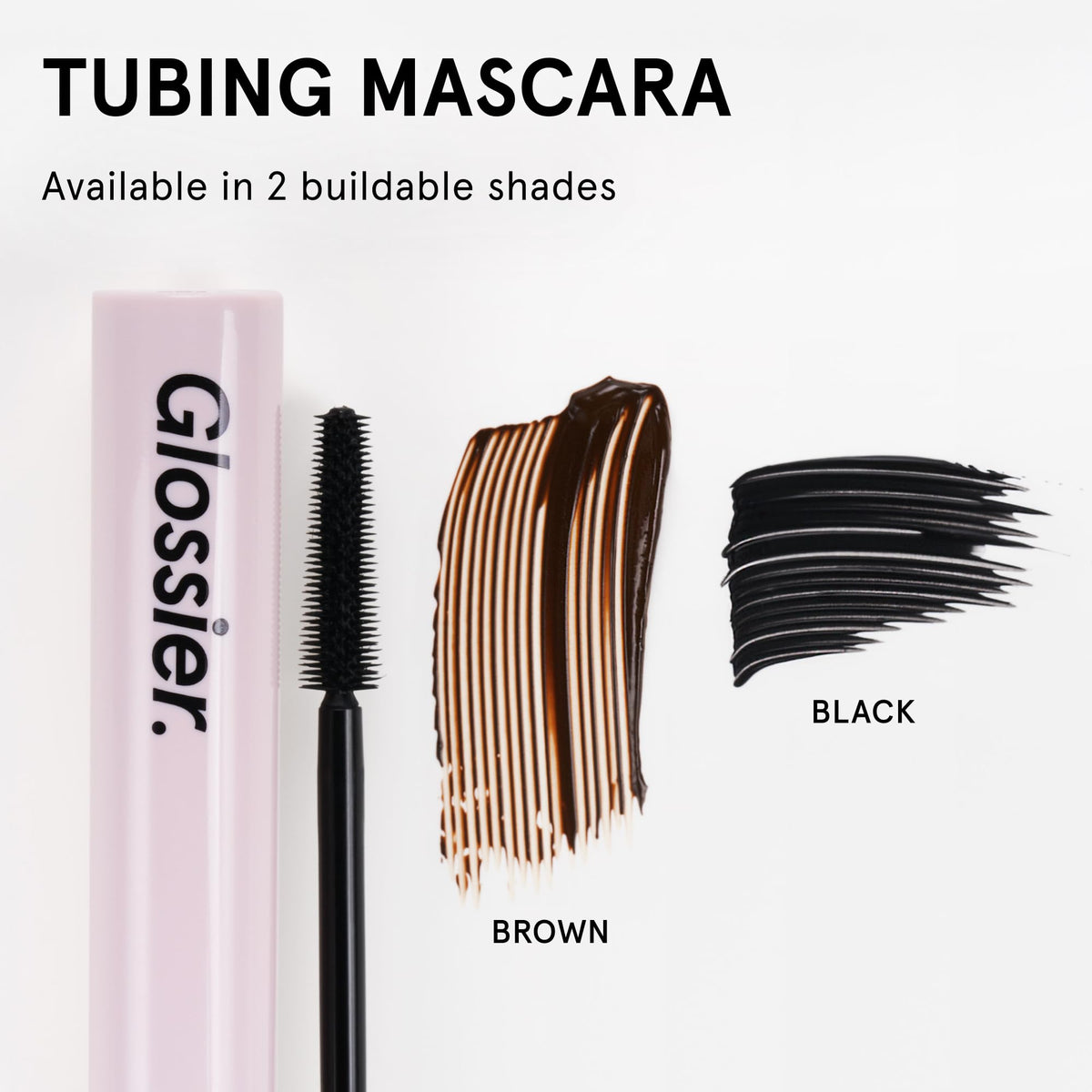 Glossier Lash Slick size scale comparison next to coin showing compact 0.29 oz portability
