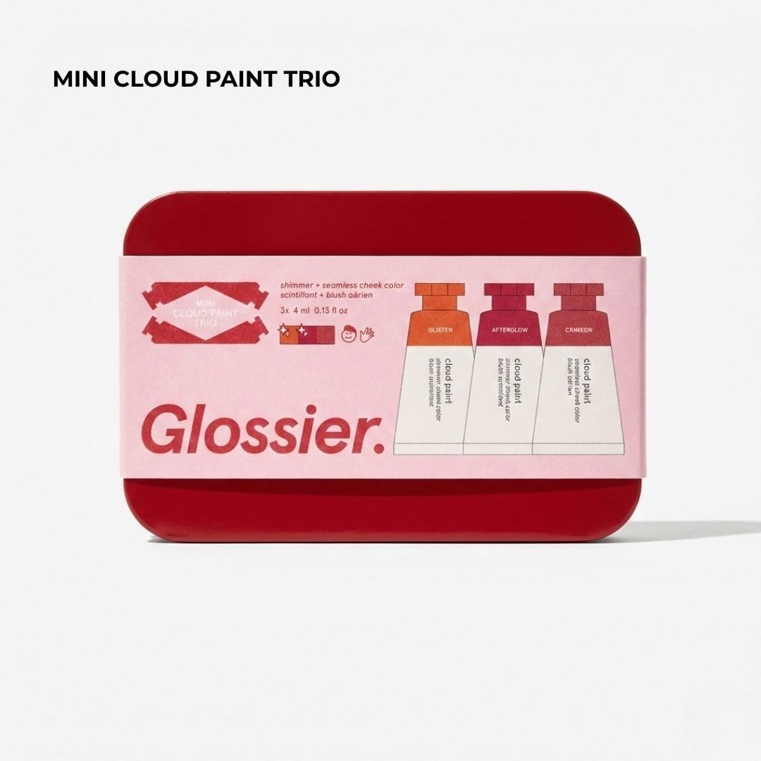 Glossier open tin with three mini tubes displayed for travel convenience