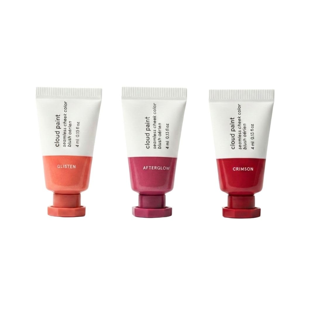 Glossier front packaging showing trio tin and festive design benefit gifting