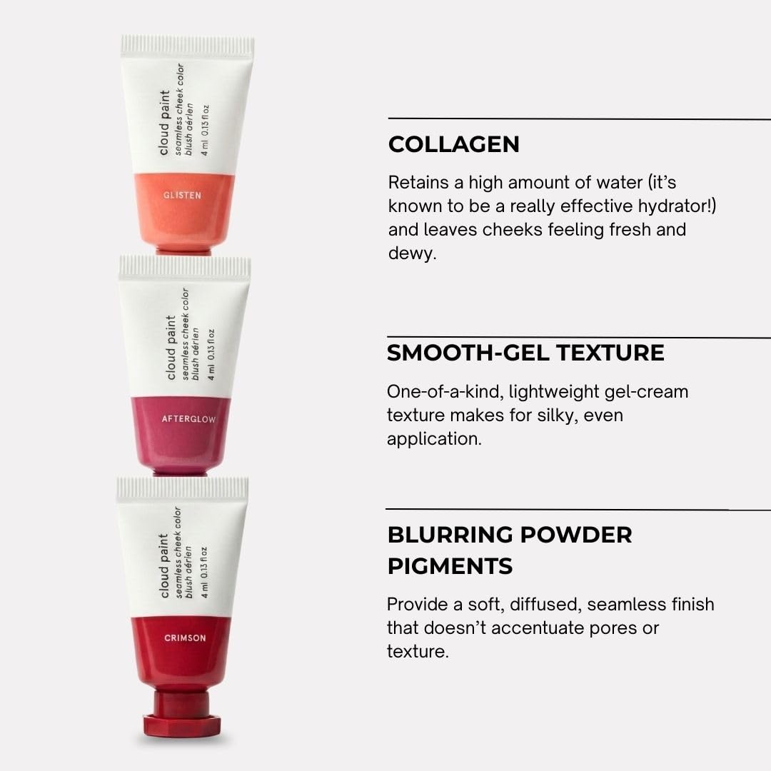 Glossier arm swatches of Crimson Glisten Afterglow showing color payoff