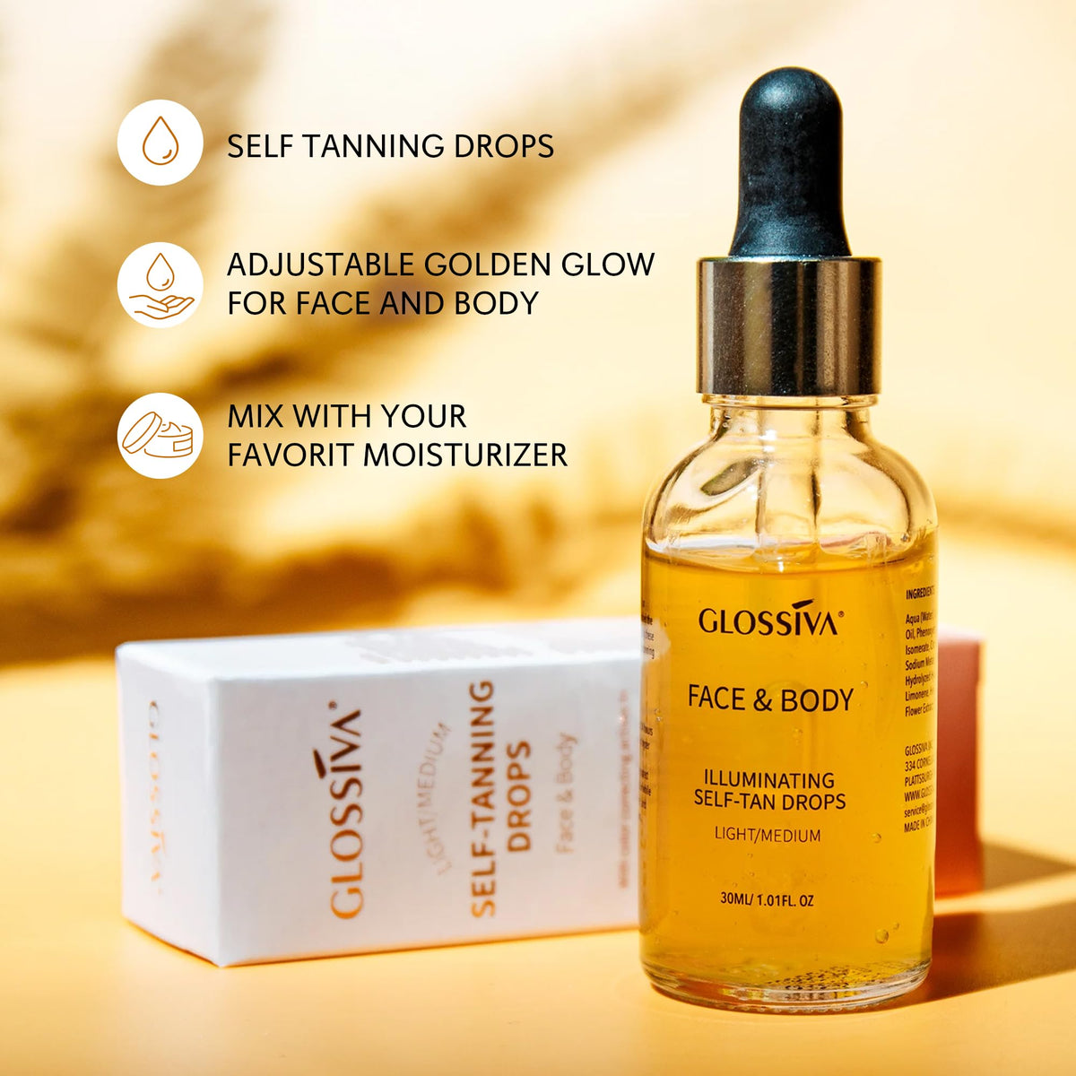 Glossiva texture on skin being blended for fast absorption benefit