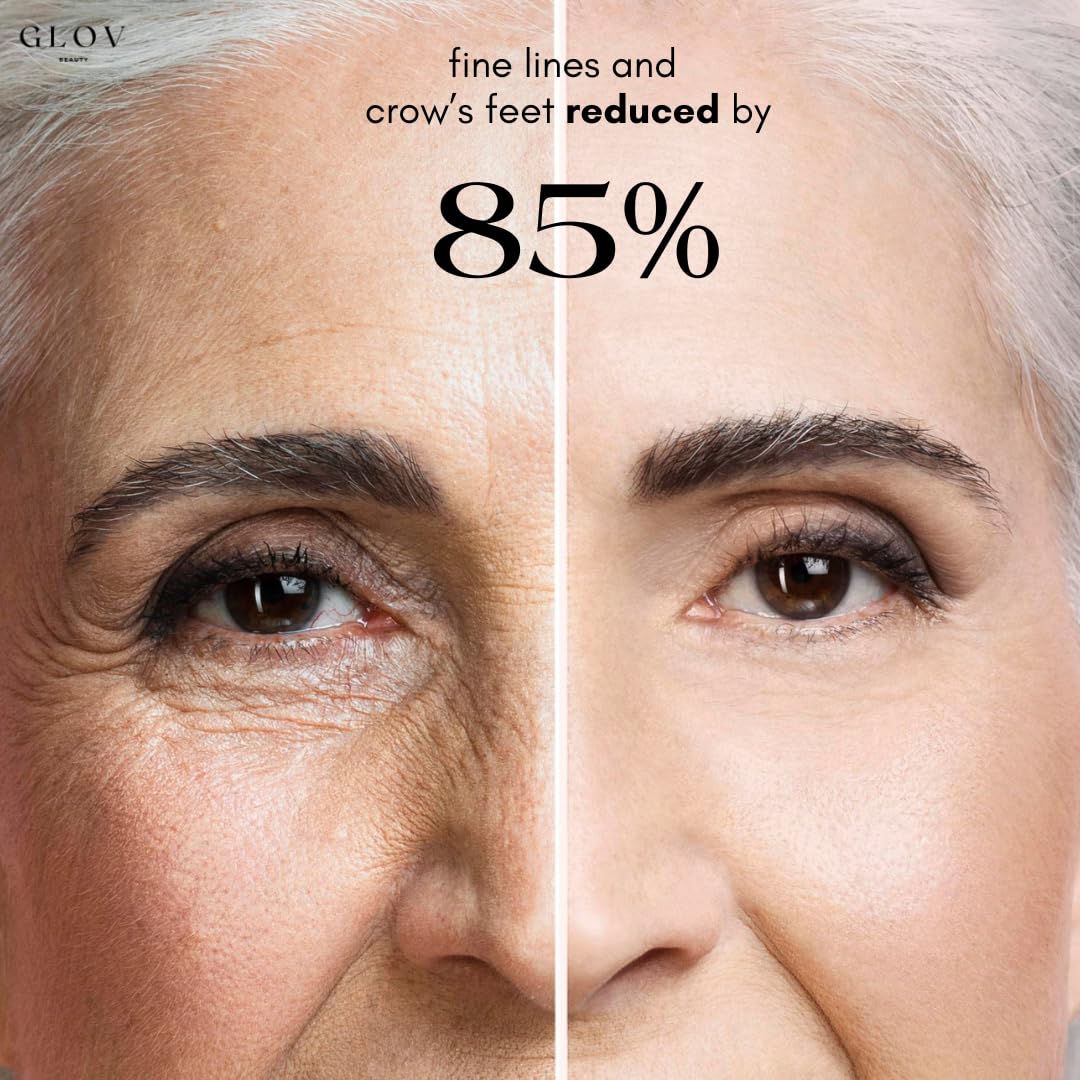 Glov Beauty patch applied under eye showing reduced puffiness look