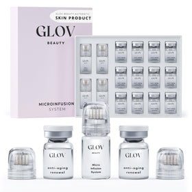 Glov Beauty front packaging showing complete micro infusion kit for travel convenience