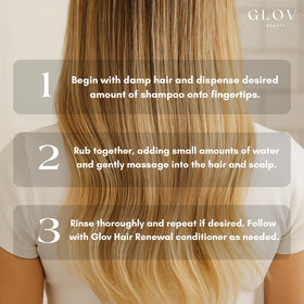 Glov Beauty bottle in hand illustrating true product size