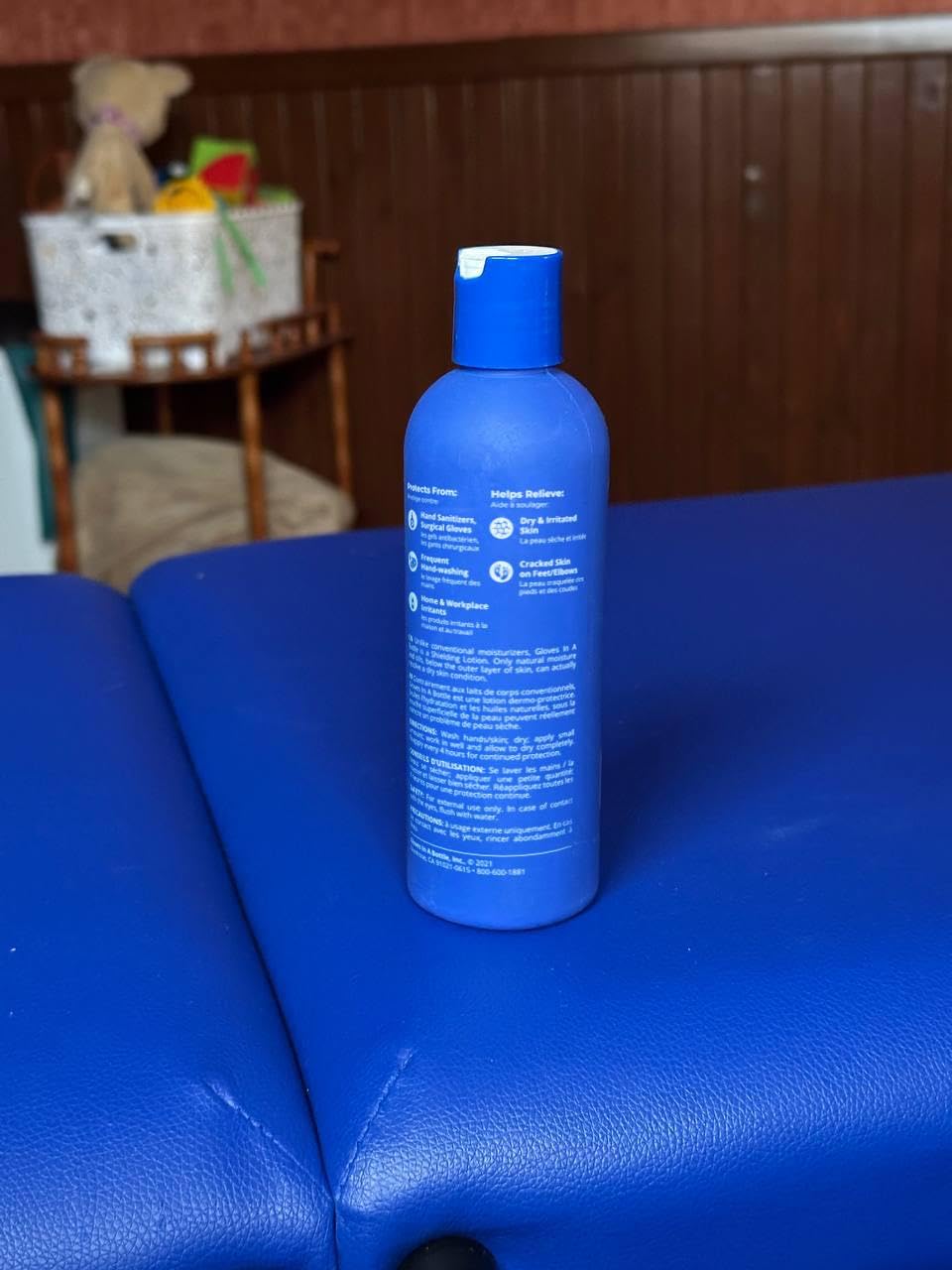 Gloves In A Bottle applied between gloves showing barrier support