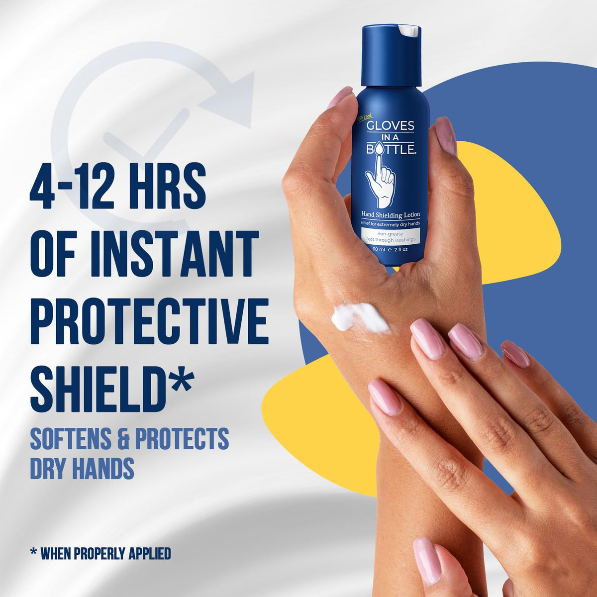 Gloves In A Bottle being applied to hands to protect from cleaners