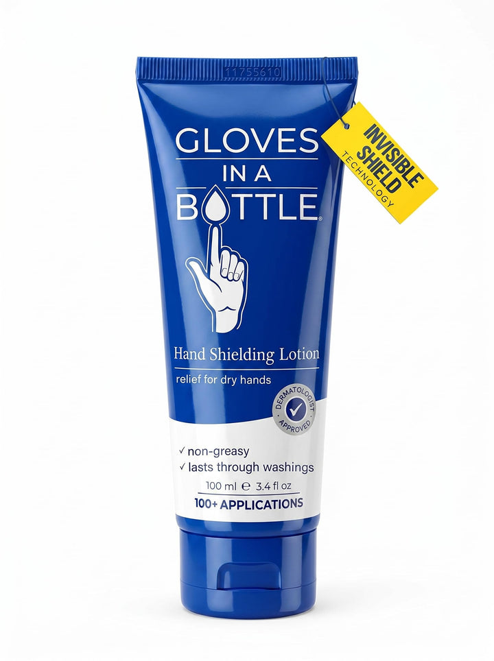 Gloves In A Bottle front packaging showing travel-size bottle and branding for quick protection