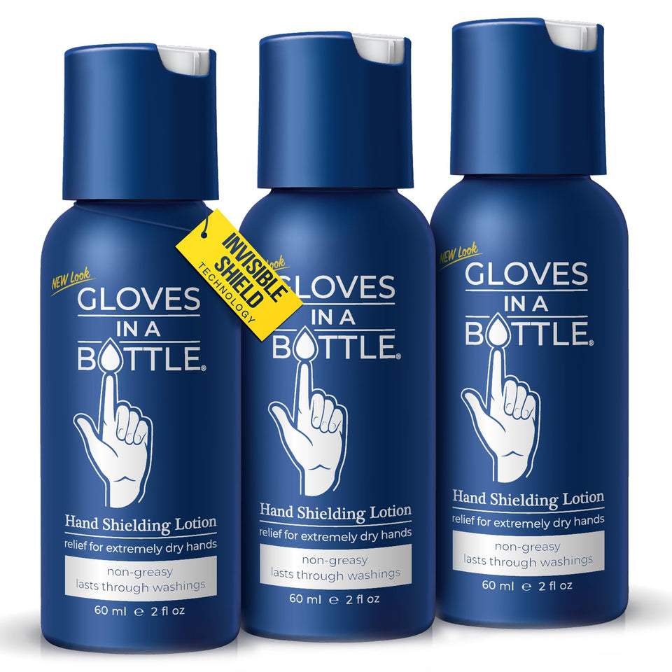 Gloves In A Bottle front packaging showing three 2 oz tubes and brand clarity