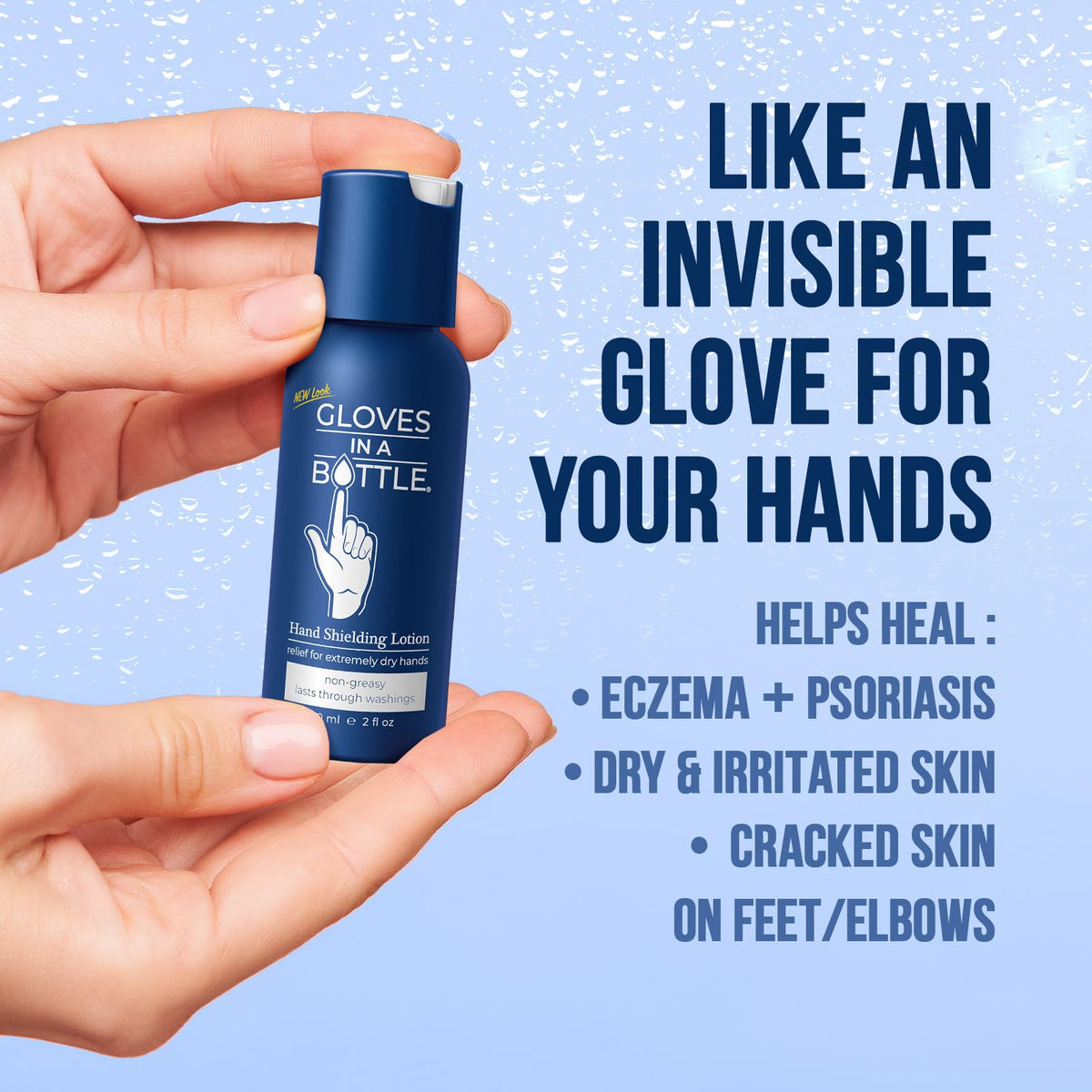 Gloves In A Bottle in kitchen setting protecting hands from dish soap