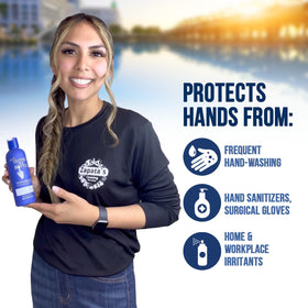 Gloves In A Bottle pump close-up showing lotion texture and quick absorption benefit