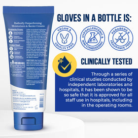 Gloves In A Bottle next to wallet for scale highlighting compact travel-size convenience