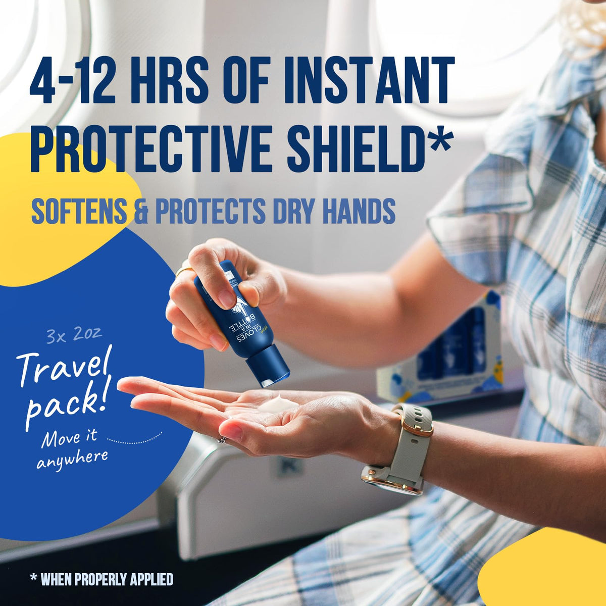 Gloves In A Bottle lotion texture on skin close-up, brand shows quick-absorbing feel