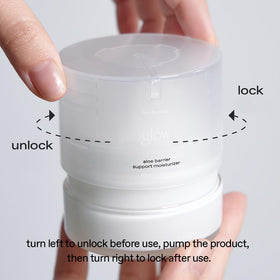 glow product spread on skin to show non-greasy finish and immediate calming effect