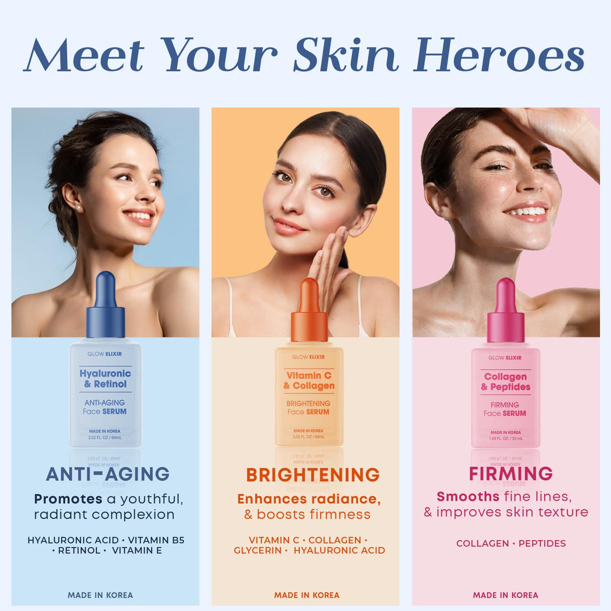 Glow Elixir application closeup showing product spread for smooth skin feel