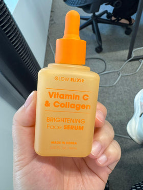 Glow Elixir retail box packaging emphasizing dermatologist-tested formula
