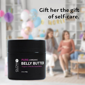 Glow Organics open jar close-up revealing creamy butter that melts into skin
