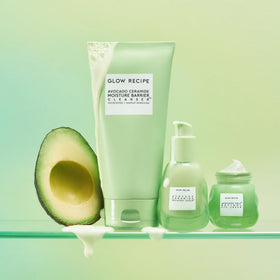 Glow Recipe bottle staged on bathroom shelf suggesting daily skincare routine
