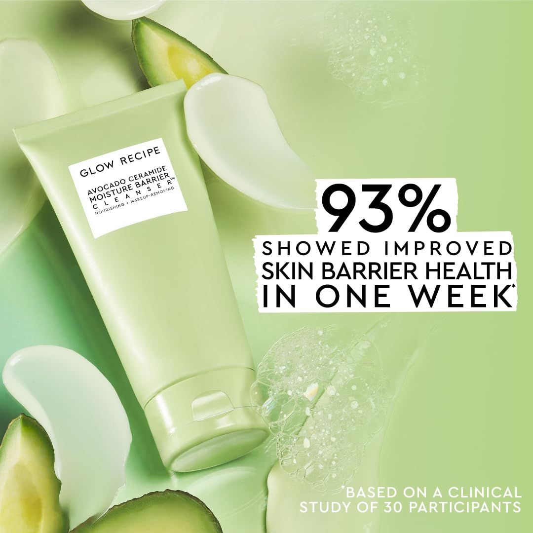 Glow Recipe model washing face demonstrating soothing, nourishing results