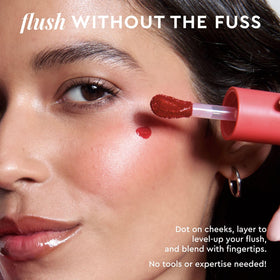 Glow Recipe cheek application closeup demonstrating natural, blurring finish