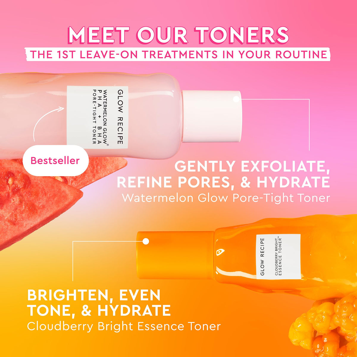 Glow Recipe ingredient flatlay with cloudberry and rice showing clean formulation benefit