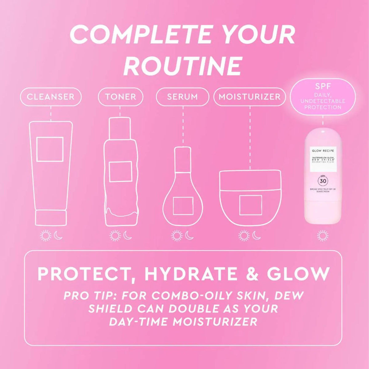 Glow Recipe applied under makeup demonstrating primer-like smoothing benefit
