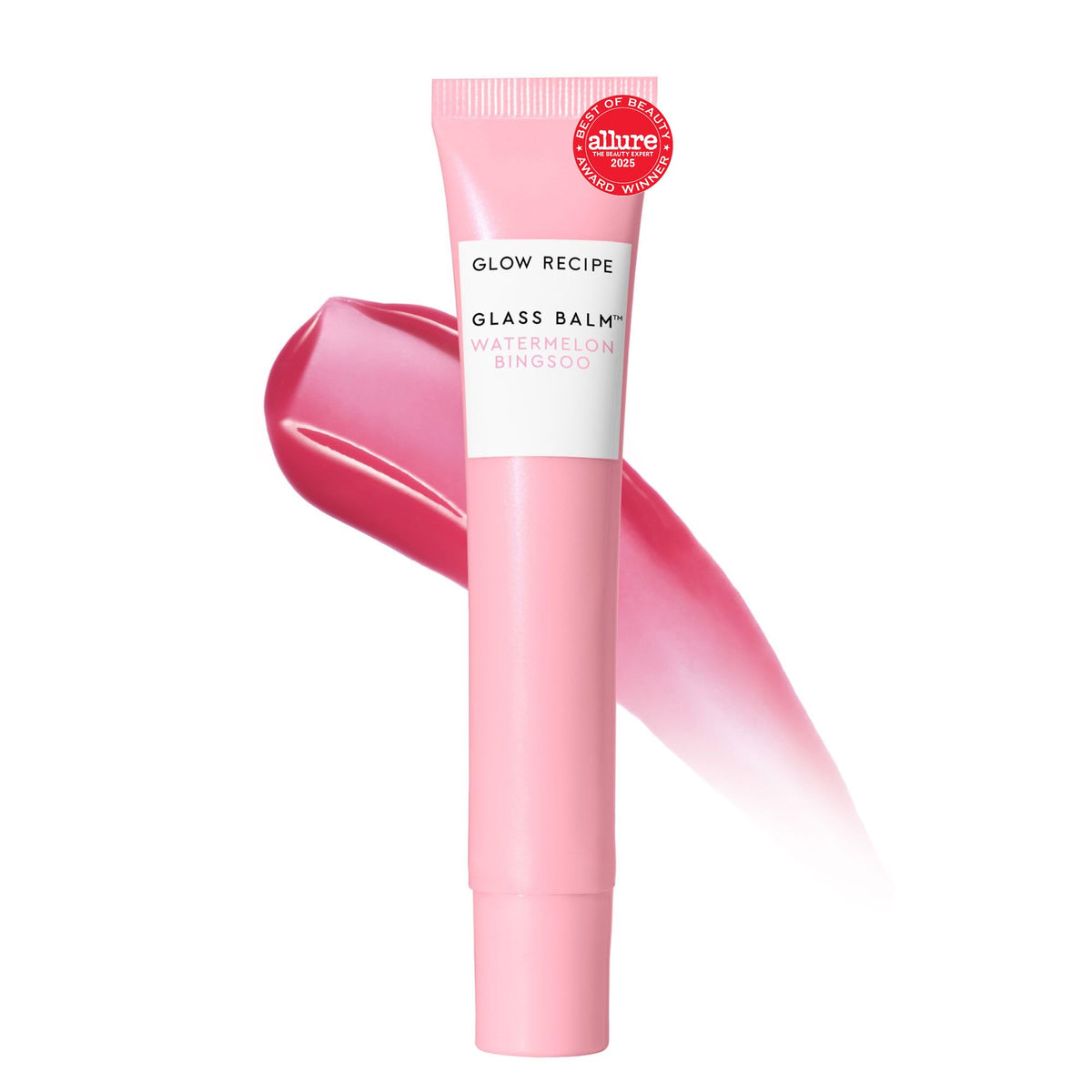 Glow Recipe front packaging showing glass balm and glossy finish benefit