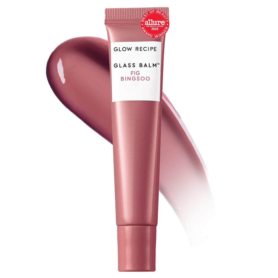 Glow Recipe product front packaging showing glossy tube and Fig Bingsoo tint benefit